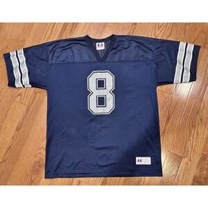 Vtg LA Logo Athletic Dallas Cowboys Mens Troy Aikman Jersey #8 XL Blue 90s USA